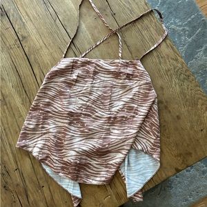Free people we the free Animal print halter festival tie on crop top tank xs